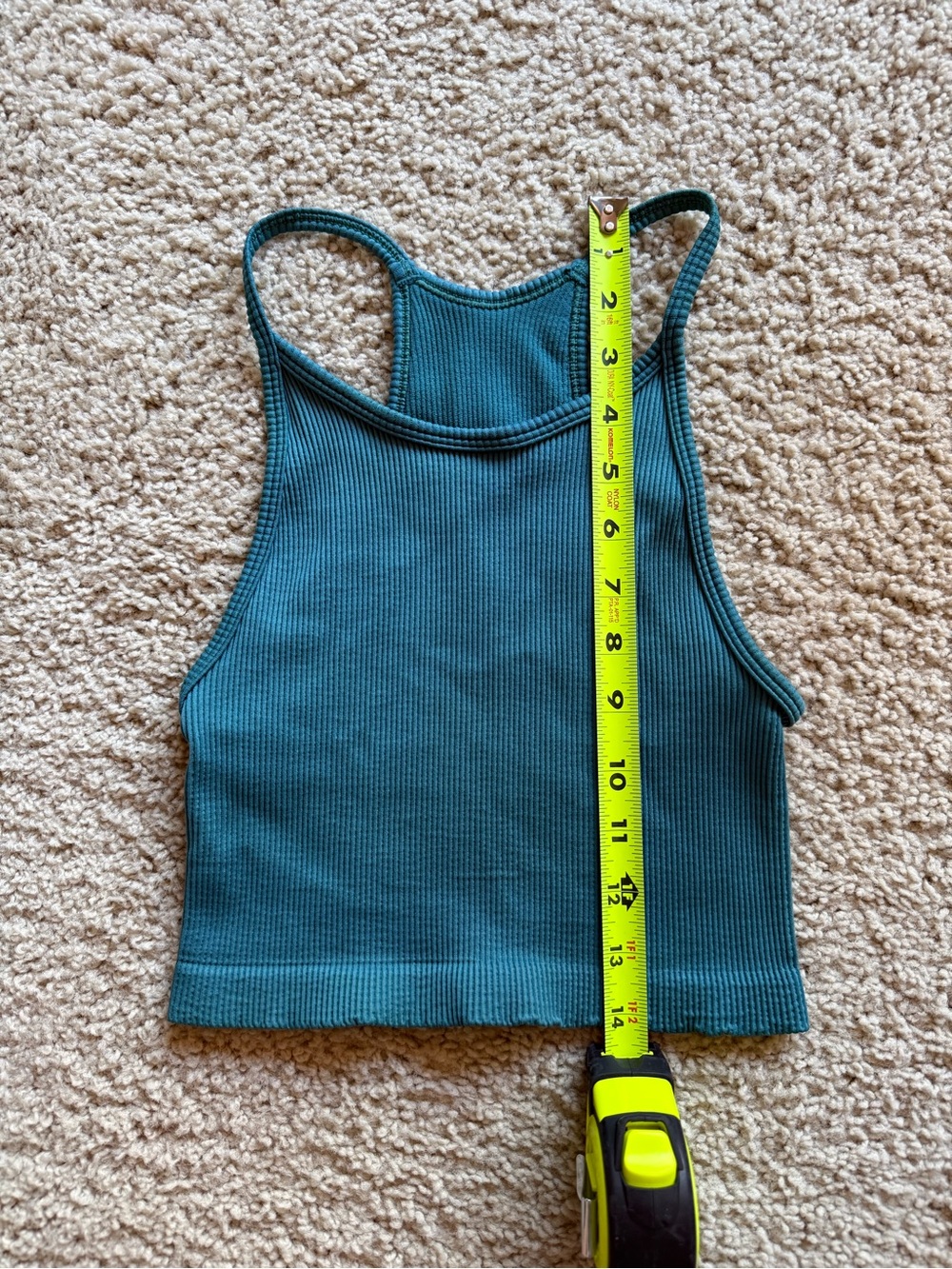 GAP Teal Ribbed High-Neck Racerback Crop Top - Picture 3 of 4